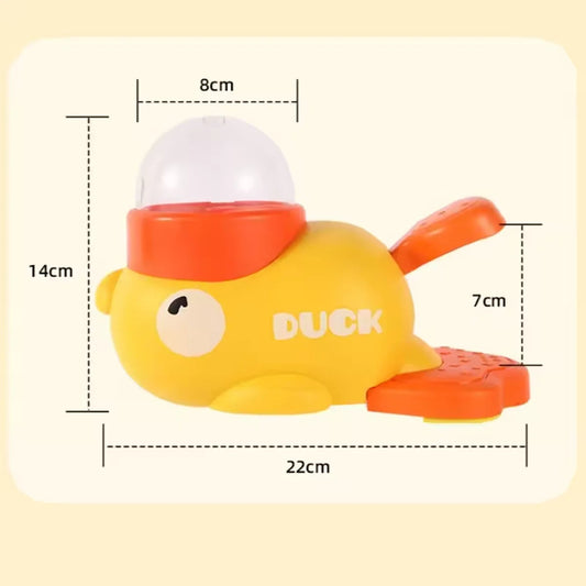 Cat Food Feeder with Cartoon Duck Design - Anti-Slip Automatic Pet Snack Puzzle Dispenser for Cats