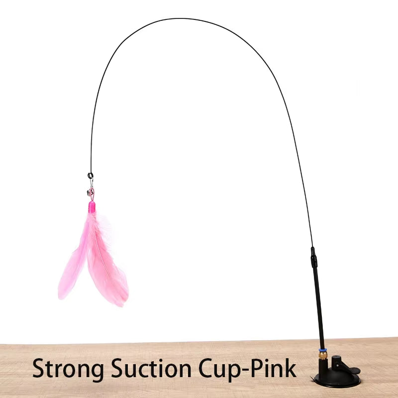 Interactive Cat Toy - Hands-Free Feather Wand with Suction Cup for Engaging Playtime