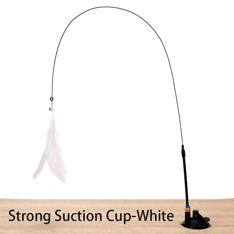 Interactive Cat Toy - Hands-Free Feather Wand with Suction Cup for Engaging Playtime