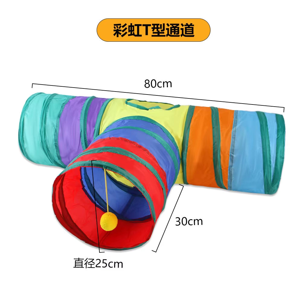 Foldable Cat Tunnel - Interactive Training Toy for Kittens and Puppies, Ideal for Pet Play and Enrichment