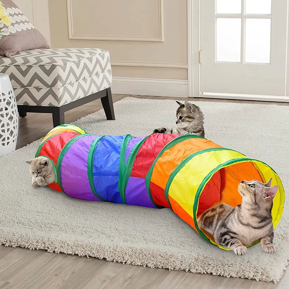 Foldable Cat Tunnel - Interactive Training Toy for Kittens and Puppies, Ideal for Pet Play and Enrichment