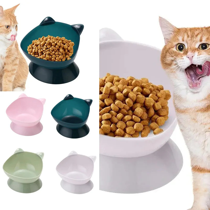 Elevated Pet Feeding Bowl with Tilted Design and Detachable Cleaning Basin for Cats, Reducing Vomiting and Enhancing Comfort