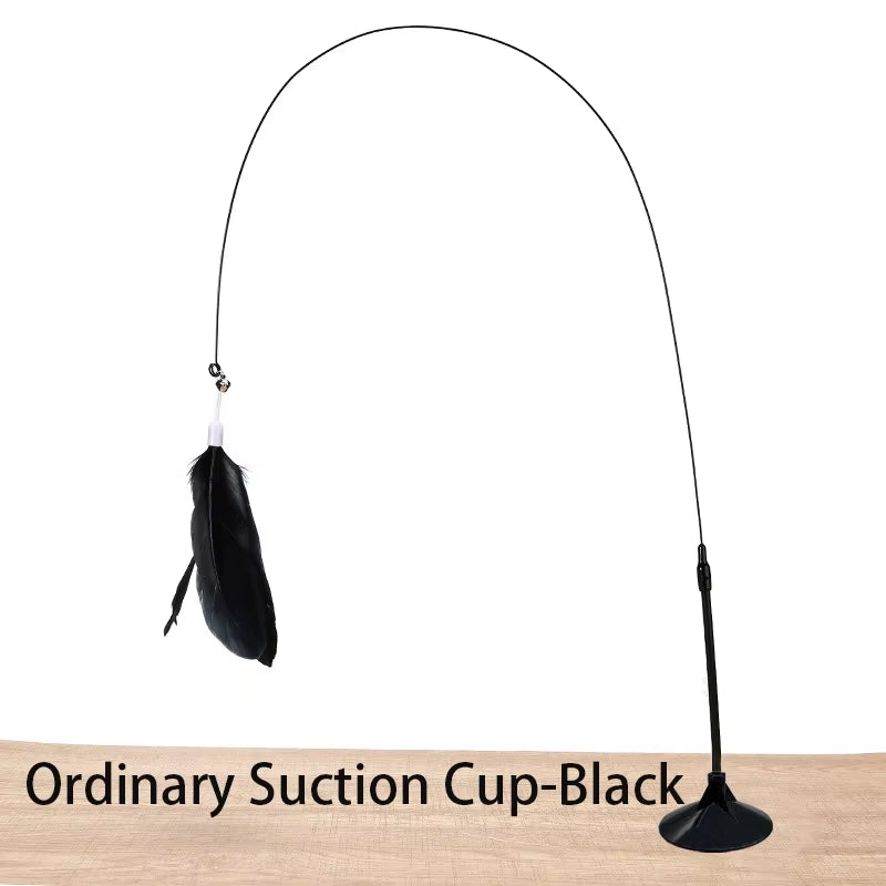 Interactive Cat Toy - Hands-Free Feather Wand with Suction Cup for Engaging Playtime