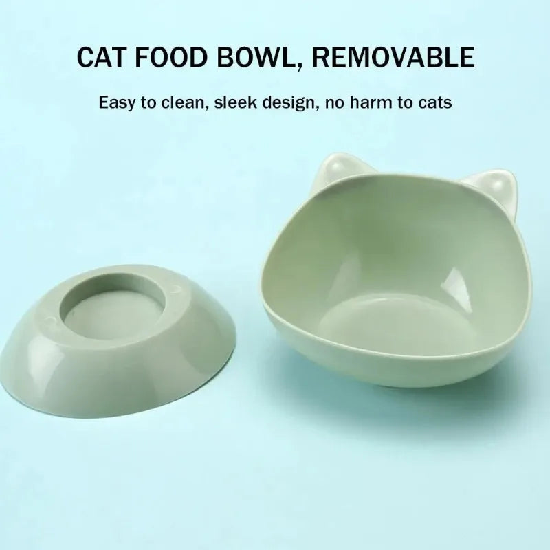 Elevated Pet Feeding Bowl with Tilted Design and Detachable Cleaning Basin for Cats, Reducing Vomiting and Enhancing Comfort