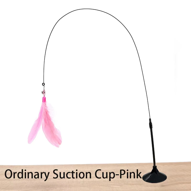 Interactive Cat Toy - Hands-Free Feather Wand with Suction Cup for Engaging Playtime