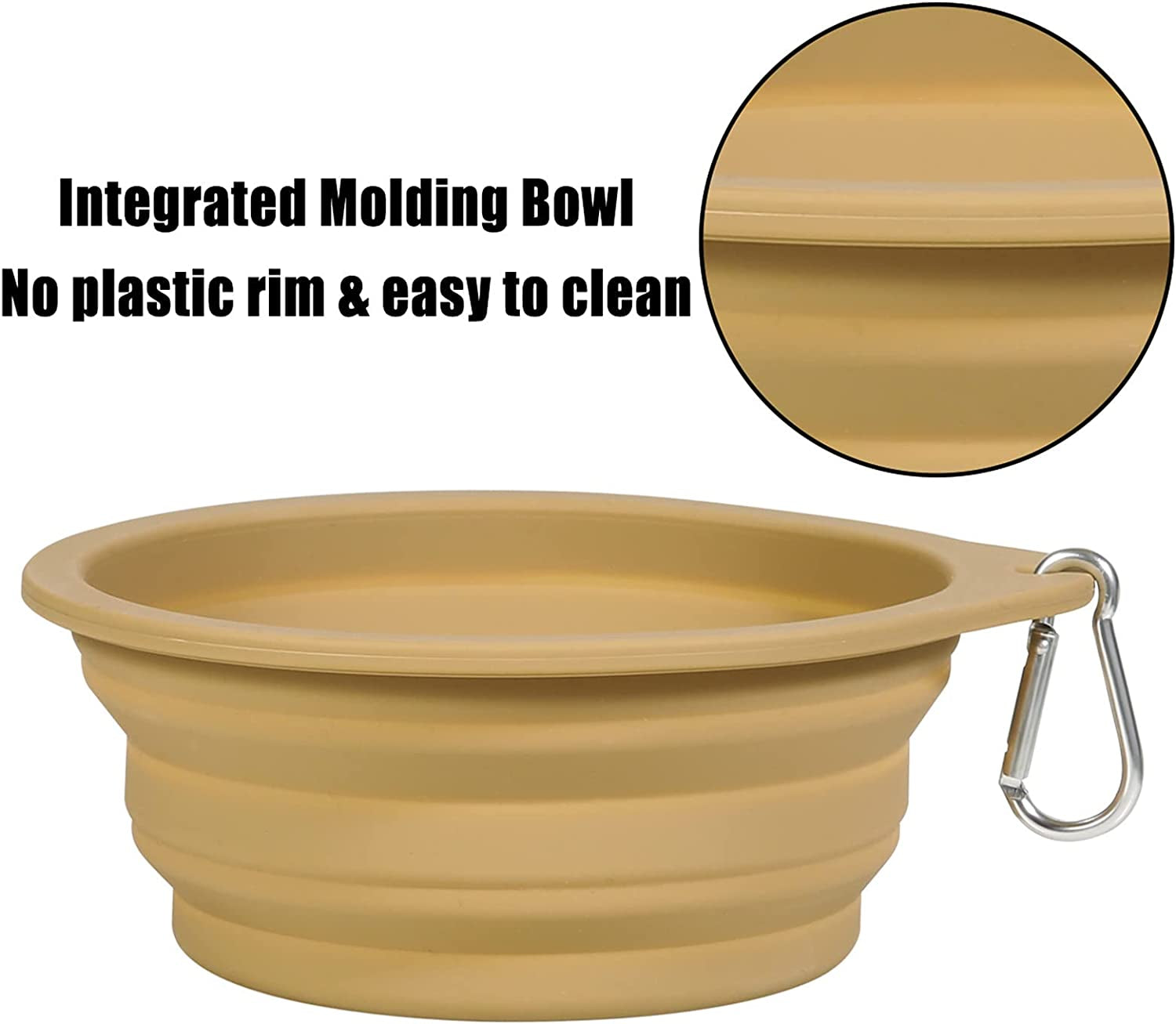 2-Pack Collapsible Pet Bowls - Portable Feeding and Water Bowls with Carabiner for Indoor and Outdoor Use (Navy + Khaki)