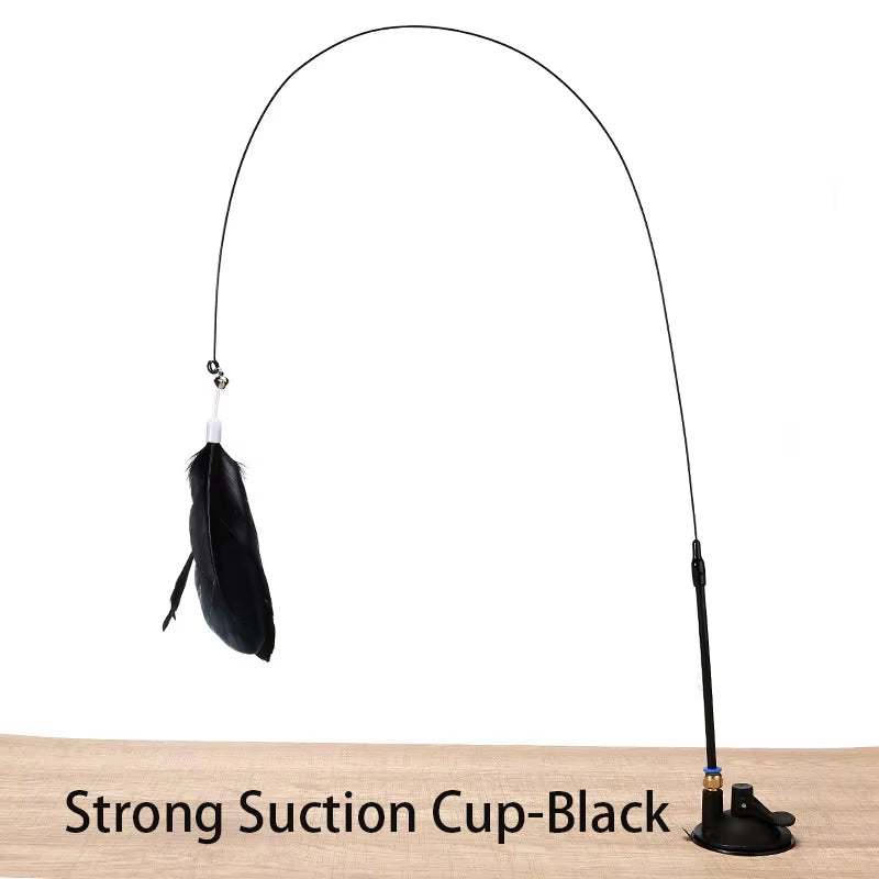 Interactive Cat Toy - Hands-Free Feather Wand with Suction Cup for Engaging Playtime