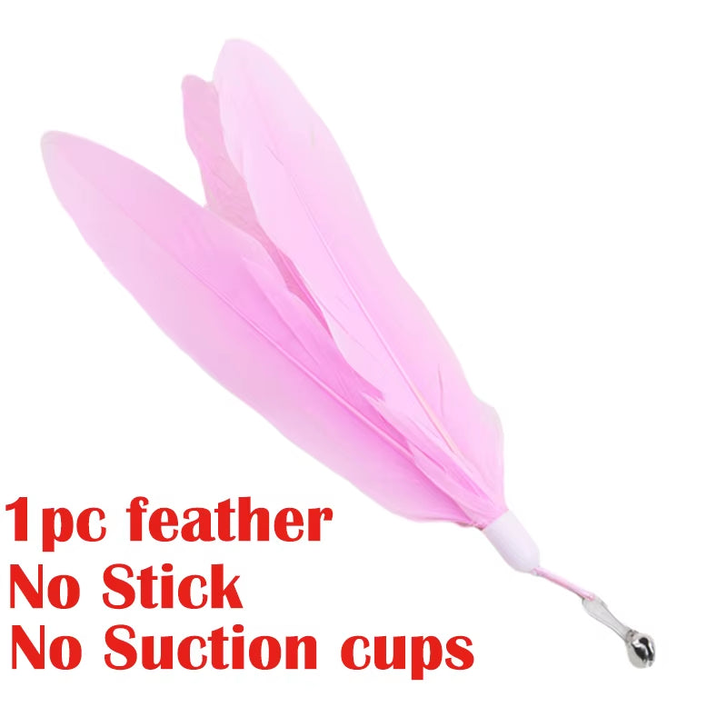 Interactive Cat Toy - Hands-Free Feather Wand with Suction Cup for Engaging Playtime