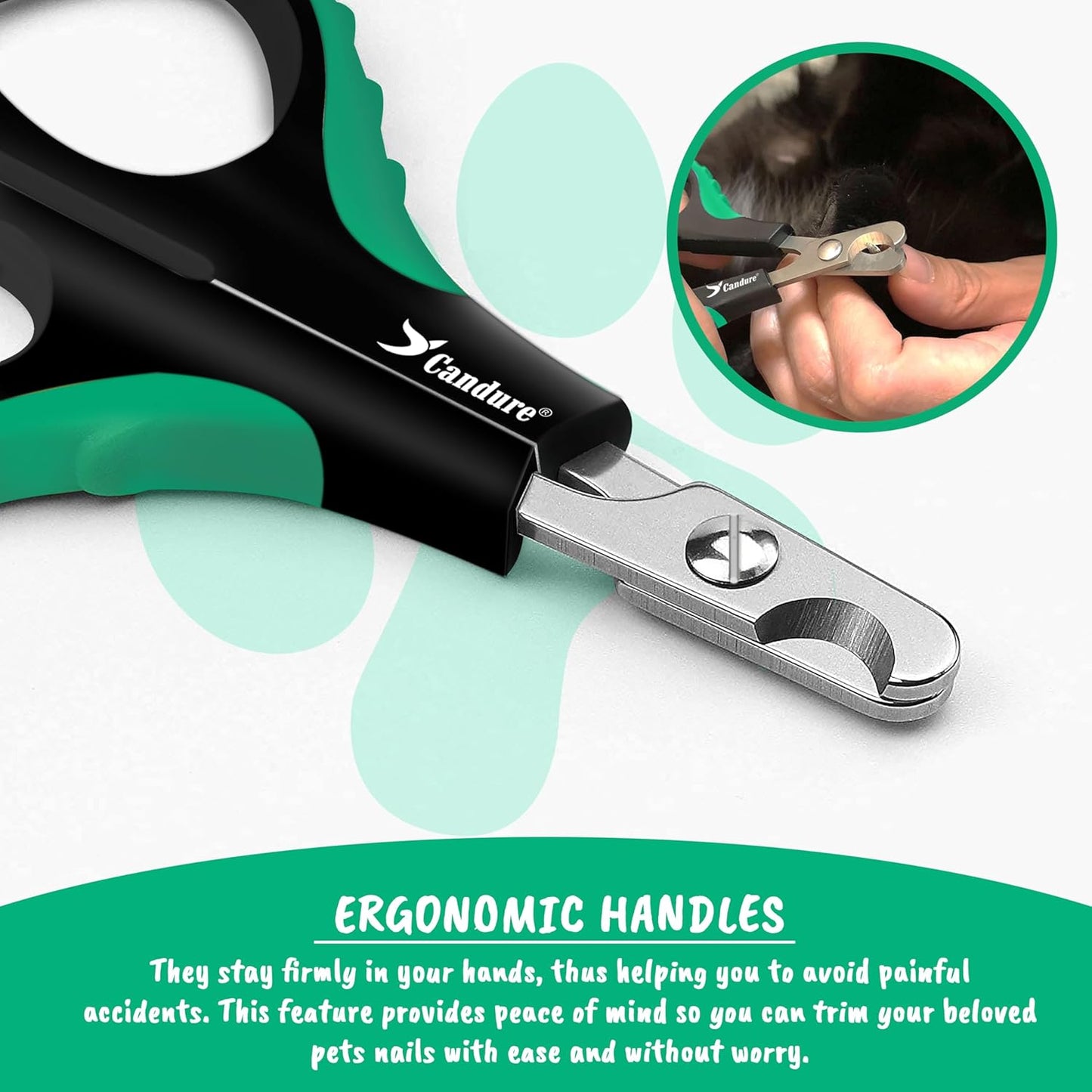 Stainless Steel Cat Nail Clippers - Professional Pet Nail Trimmers for Small Animals, Including Rabbits, Guinea Pigs, Birds, Puppies, and Kittens (3.5", Green)