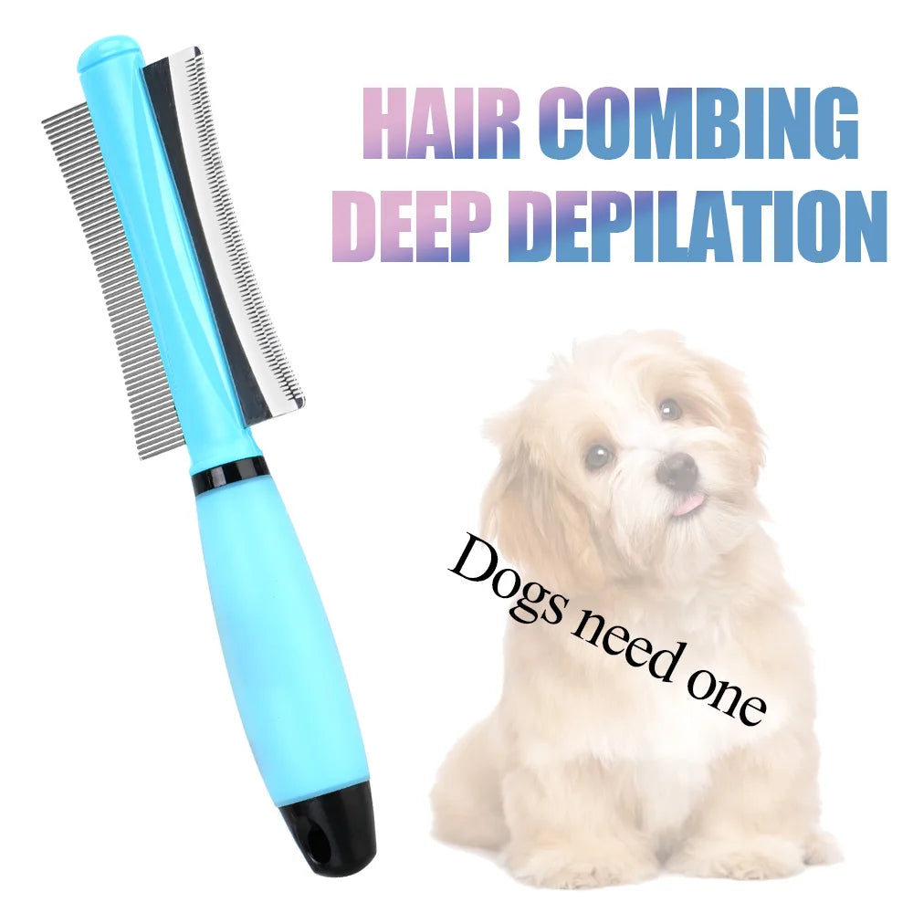 Double-Sided Pet Grooming Tool for Effective Deshedding of Long and Short Hair in Cats