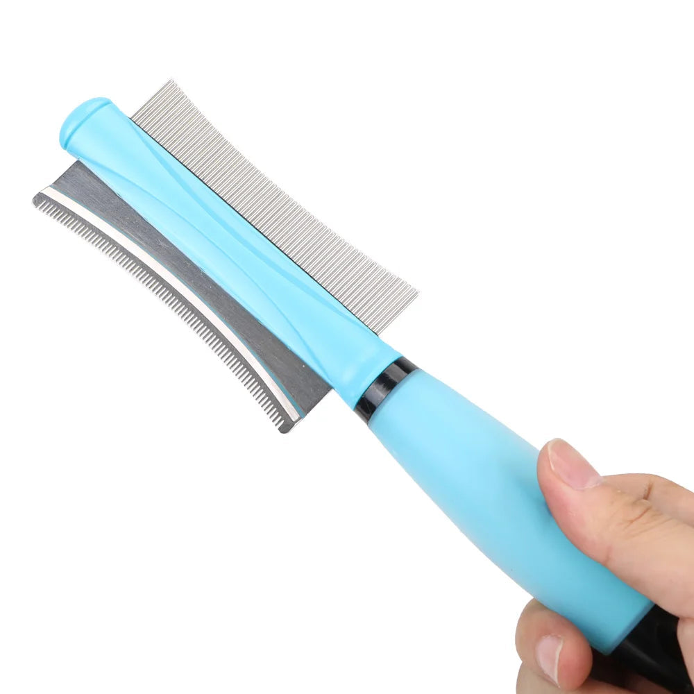 Double-Sided Pet Grooming Tool for Effective Deshedding of Long and Short Hair in Cats