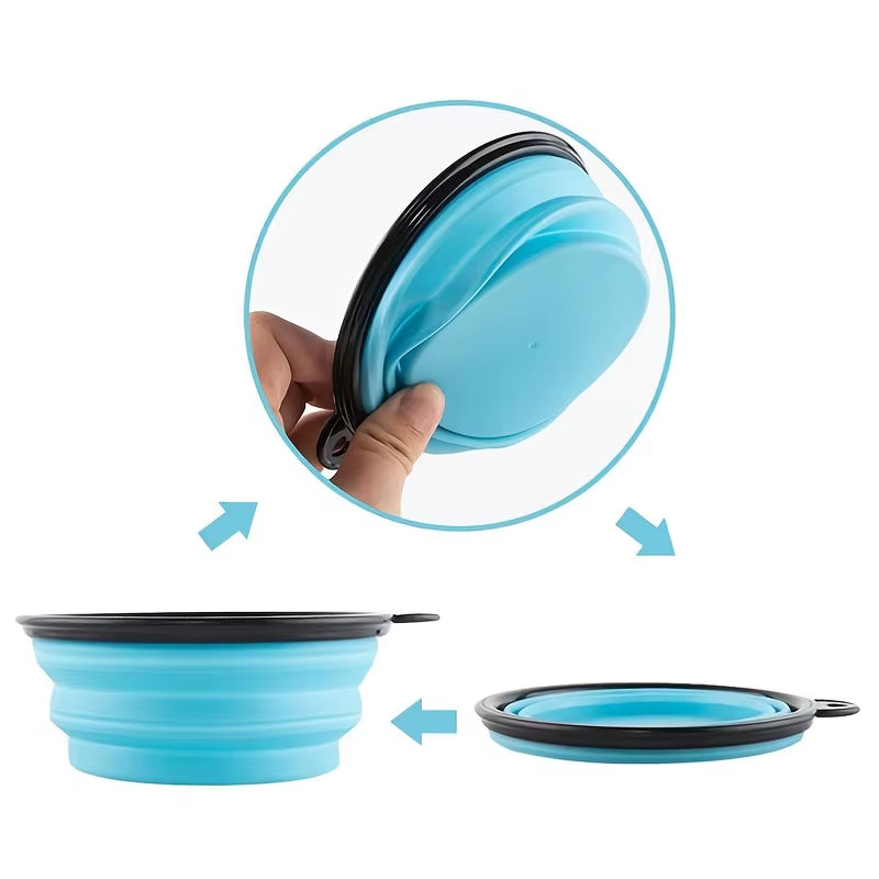 Portable Collapsible Pet Food and Water Bowl - Durable TPR Silicone Design for Cats, Ideal for Travel and Outdoor Use