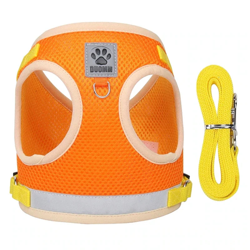 Adjustable Breathable Cat Harness and Leash Set - Escape-Proof Vest for Kittens and Puppies with Reflective Features for Enhanced Control