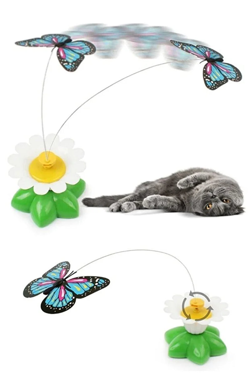 Interactive Battery-Operated Rotating Butterfly Cat Teaser Toy