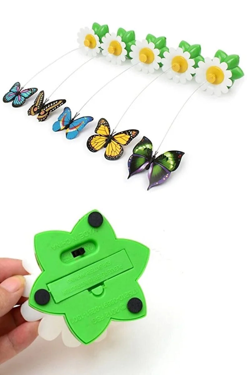 Interactive Battery-Operated Rotating Butterfly Cat Teaser Toy