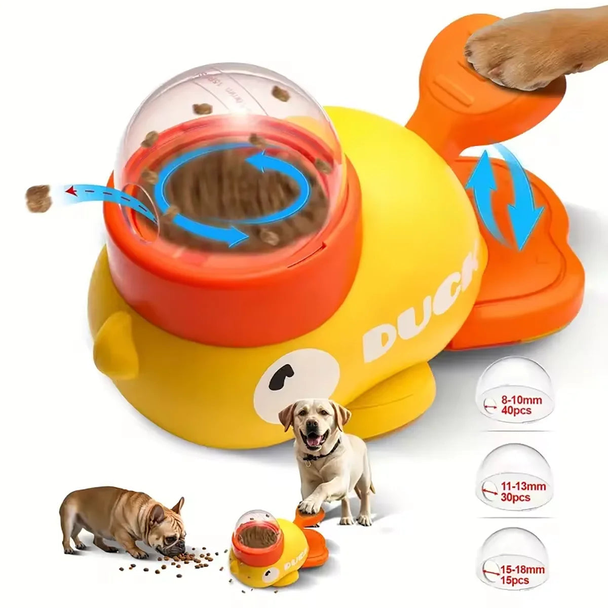Cat Food Feeder with Cartoon Duck Design - Anti-Slip Automatic Pet Snack Puzzle Dispenser for Cats